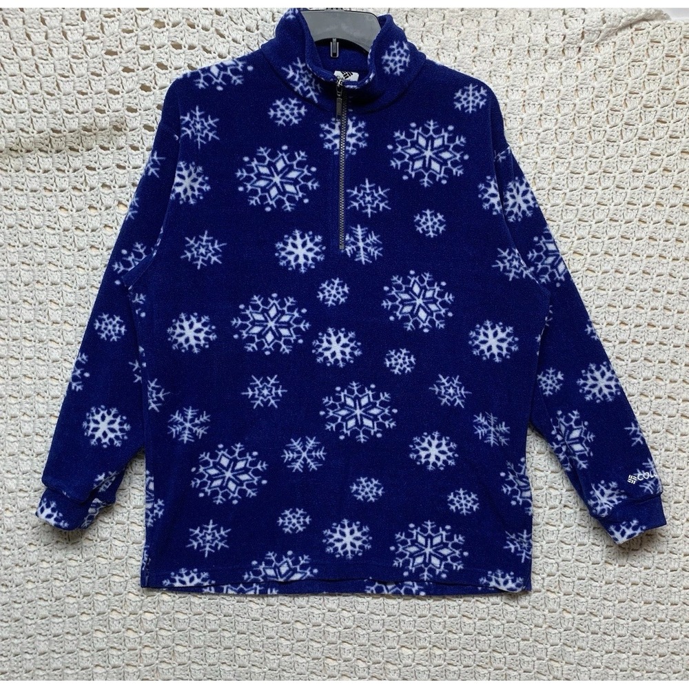 Columbia Jacket Women's Sz M Blues Snow White Fleece Spring‎ Full Zip Pockets